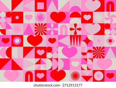 Nahtloses Muster aus roten Herzen auf hellem Hintergrund. Nettes Design. Red Love Herzen. Valentinstag Feiertagsdesign. Valentinstag nahtloses Muster