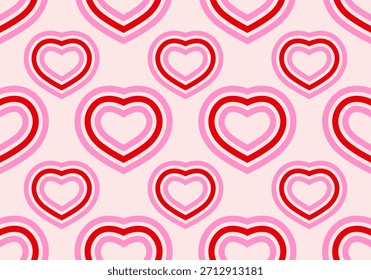 Seamless pattern of red hearts on a light background. Cute design. Red Love hearts. Valentine's Day Holiday design. Valentine's Day seamless pattern