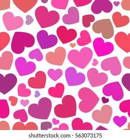 seamless pattern of red hearts on a white background