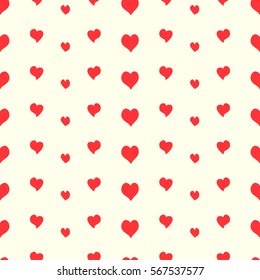 Seamless pattern red hearts on a white background. Vector illustration.