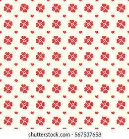 Seamless pattern red hearts on a white background. Vector illustration.