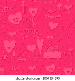 Seamless pattern with red hearts. Packaging, fabric, printing, paper. Valentine's day. Vector.