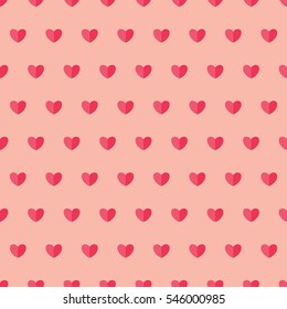 Seamless pattern red hearts with paper style ; Vector illustration