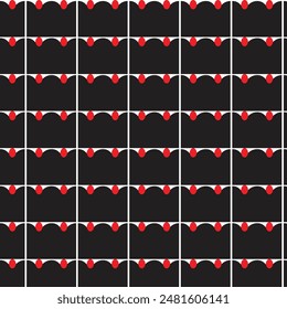 seamless pattern with red hearts, seamless pattern with red poppies, seamless pattern with red and black hearts