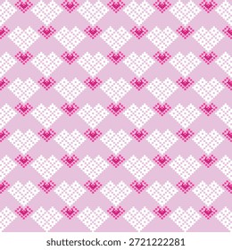Padrão sem costura corações vermelhos fundo romântico para Valentines Day ilustração vetor, cartão, cartões, namorados, casal, tecido sarong, design de ornamento

