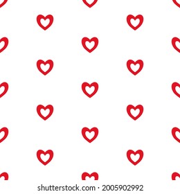 Ein nahtloses Muster mit roten Herzen. Tagesausdruck von Saint-Valentine. Banner, Tapete, Abdeckung, Packpapier-Vorlage. 
