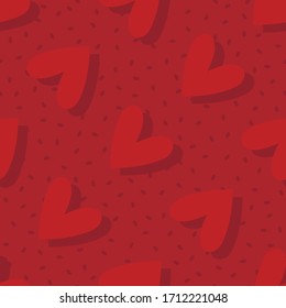 Seamless pattern, red hearts. Stylish design. Vector illustration.