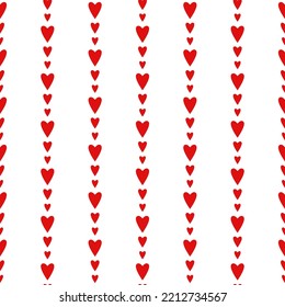 Seamless pattern with red hearts. Valentine love ornament. Casino gambling, poker background. Alice in wonderland ornament. Fantasy wallpaper.