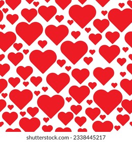 Seamless pattern of red hearts for Valentine Day and Love
