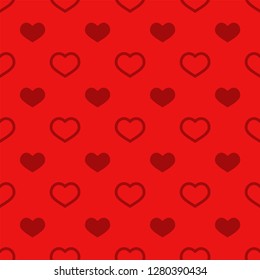 Seamless pattern with red hearts. Valentines day geometric pattern texture.