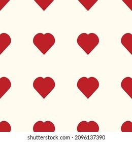 Patrón sin foco con corazones rojos.  Imagen texturizada del Día de San Valentín. Ilustración vectorial.