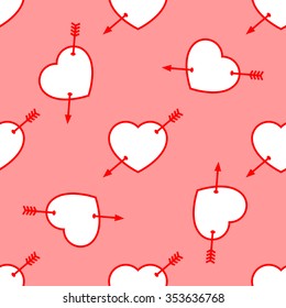 seamless pattern of red hearts, Valentine's Day on a beautiful background