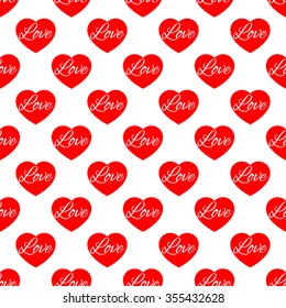 seamless pattern of red hearts, valentines day on a valentines background