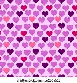 seamless pattern of red hearts, valentines day on a valentines background