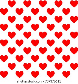 Seamless pattern of red hearts. Valentines day background