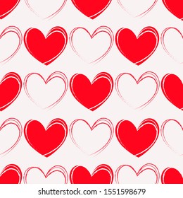
Seamless pattern with red hearts. Vector. Decor element, can be used as a card, invitation, wrapping paper, textile.