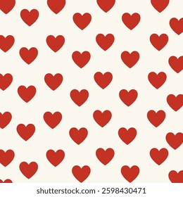 Seamless pattern with red hearts. Vector illustration for Valentine's Day, baby shower, birthday, wedding print.