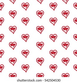 Seamless pattern with red hearts. Vector illustration.