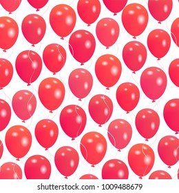 Seamless pattern with red helium balloons Happy Valentine's day design