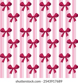 Seamless pattern red holiday bow. Christmas background. Holidays gift symbol decorative design element.Vector illustration.