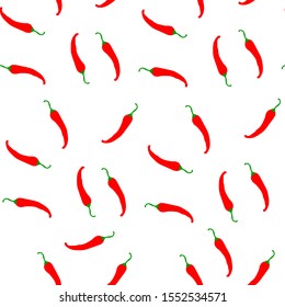 Seamless pattern of red hot chili peppers vector illustration.