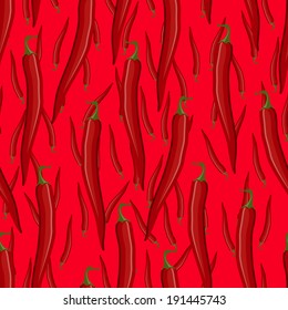 Seamless pattern with red hot chili pepper. Vector illustration. You can use it for fabric, gift wrap, wallpaper, etc.