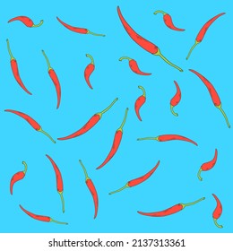 Seamless pattern with red hot chili pepper. Vector illustration of chili pepper