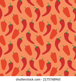 Seamless pattern with red hot chili peppers on a white background. Seamless pattern texture design.