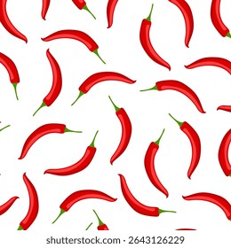 Seamless pattern of red hot chili peppers. natural design for fabric, package, textile, wallpaper, web design.