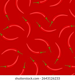 Seamless pattern of red hot chili peppers. natural design for fabric, package, textile, wallpaper, web design.