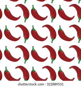 Seamless Pattern Of Red Hot Chili Pepper