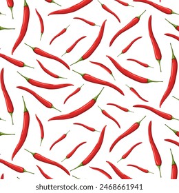 Seamless pattern red hot peppers. Design template or clipart for culinary backgrounds - products, spice package, recipes, web, app decorations, cooking books, etc.