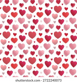 Nahtloses Muster mit roten Farbherzen. Grußkarte zum Valentinstag. Vektorgrafik für Postkarten, Grüße, Wallpaper, Textilien im Zusammenhang mit Liebe und Romantik.