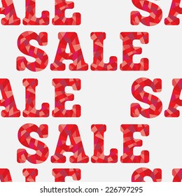 Seamless pattern with red inscription "sale" 
