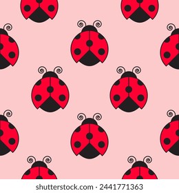 Seamless pattern. Red ladybug. Vector illustration.