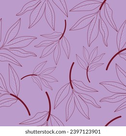 seamless pattern red lavender abstract leaves