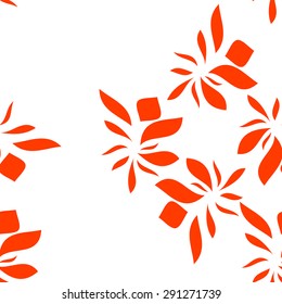 Seamless pattern: red leaves on a white background. Ideal for fabric.