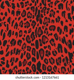 Seamless Pattern With Red Leopard Print