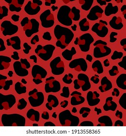 Seamless pattern red leopard print . Leopard background vector illustration	