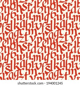 Seamless pattern with red letters. Vector illustration
