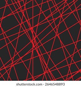 Seamless pattern with red lines on a black background. Vector illustration. For the design of your textile prints, and other abstract backgrounds