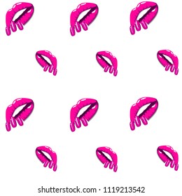 Seamless pattern - red lips kisses prints background and nails. Vector background, print, texture