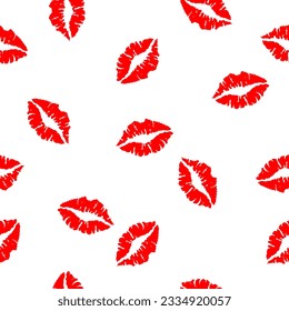 Seamless pattern - red lips kisses prints background