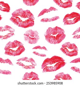 Seamless Pattern - Red Lips Kisses Prints Background