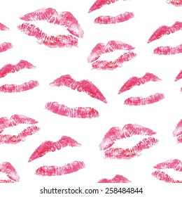 Seamless pattern - red lips kisses prints