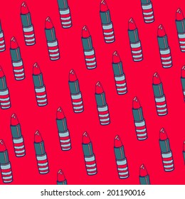 Seamless pattern with red lipstick.