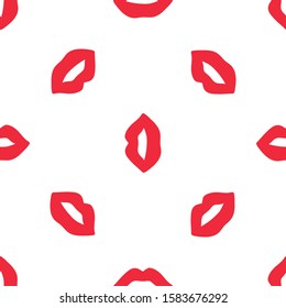 Seamless pattern with red lipstick kisses