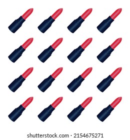 Seamless pattern with red lipsticks