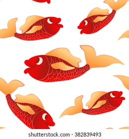 Seamless pattern red little fishes