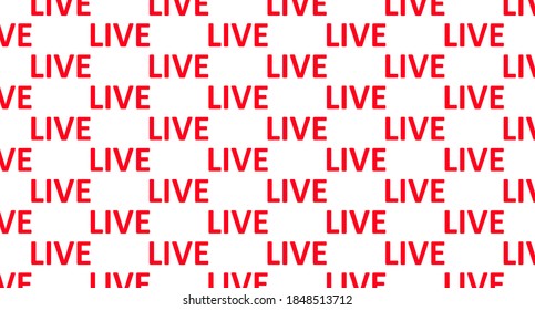 Seamless pattern with red Live buttons. Modern digital background. Vector illustration